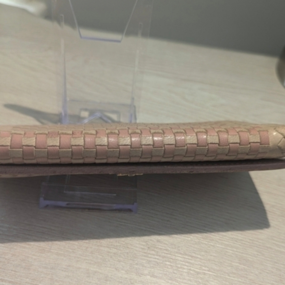 COA Prada Madras Woven Leather Continental Wallet in Blush Pink - Picture 7 of 16